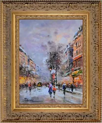 Buy Framed Cityscape Painting, Snowing Paris Winter Street View, Signed By C Vevers • 267.68£