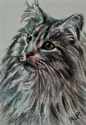 Buy ACEO Cat Drawing Watercolor Pencil By The Author Original Not Print • 10.30£