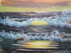 Buy Sunset Oil Painting Canvas Seascape Ocean Sea Wave Waves Beach Modern Art • 24.95£