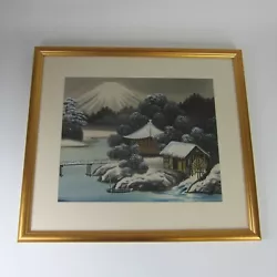 Buy Vintage Japanese Hand Painted Silk Landscape Art Framed Mills Stream Boat Bridge • 82.68£