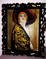 Buy Original Oil Painting Portrait Of Woman  Framed  Art Deco Style • 54.77£