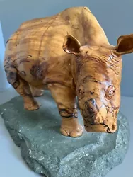 Buy Wood Carving Art Carved Wood Sculpture  Handcarved Rhino Handmade • 120£