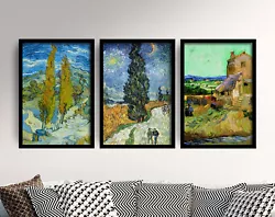 Buy Set Of 3 Van Gogh Paintings - Cypress Trees Poplars Old Mill Art Print Poster • 199£