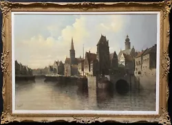 Buy August Von Siegen (1850-1910) HUGE VERY FINE DUTCH CANAL CITYSCAPE OIL PAINTING • 6,900£