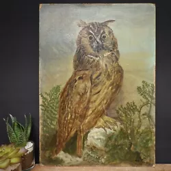 Buy Original Owl Painting On Board Unframed Bird Signed Wall Art Modern British Used • 40£