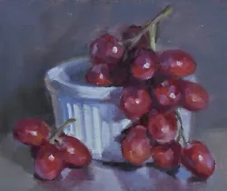 Buy Splendid Original Oil Painting Still Life Of Red Grapes Fruit Art • 59£