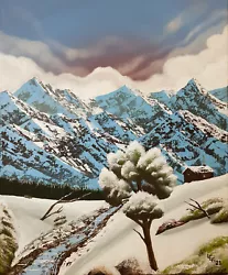 Buy Mountain Retreat Acrylic Painting On Canvas In The Style Of Bob Ross NEW • 40£