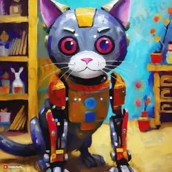 Buy Digital Image Picture Photo Wallpaper Background Robot Cat Art • 1.51£