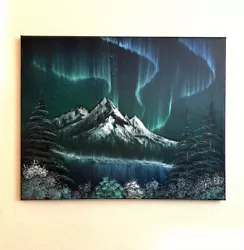 Buy Blue Green Northern Lights Oil Painting On Canvas 16x20in • 107.49£