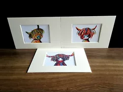 Buy Highland Cows.3 X Mini Art Prints From Original Paintings By Suzanne Patterson.X • 10.50£