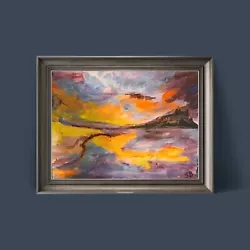 Buy HANDPAINTED A4 ACRYLIC Abstract Bambrough Night Landscape Signed UNFRAMED • 16.99£
