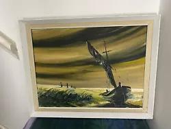Buy Atmospheric Oil On Canvas Painting Of A Boat Framed And Signed  • 35£