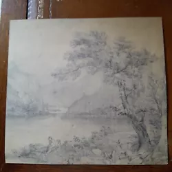 Buy Antique, Early 19thc Sketch Of Sleeping Young Man & His Dog In Landscape • 9.99£