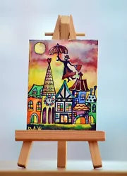 Buy ACEO Original Miniature Watercolour Painting, Art Card, Mary Poppins Fantasy 1 • 14.99£