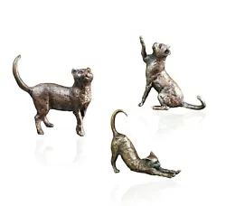 Buy Bronze Cats Set Of Three - B&P Bronze Cat - Sitting - Standing - Stretching. • 84.99£