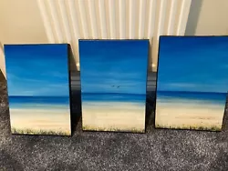 Buy Set Of 3 Beautiful Original Canvas Seascape Paintings • 20£