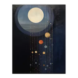 Buy Lost In Space Dreams Planet Strings Blue Orange Painting Wall Art Poster Print • 15.99£