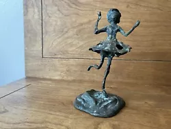Buy Vintage Bronze Sculpture Girl Dress Playing Running Signed Maker Mark Patina Mcm • 119.90£