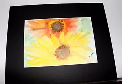 Buy  Sunflowers  -Watercolor Painting  5 X7  - 8 X10  Pro Beveled Mat  • 53.75£