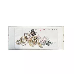 Buy Chinese Color Ink Horizontal Tiger Fengshui Scroll Painting Wall Art Ws2239 • 1,243.61£
