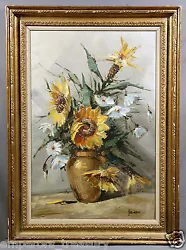 Buy Sunflower Still-Life Oil Painting Signed Guido GRIMANI (ITALIAN) • 1,968.74£