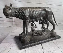 Buy Capitoline Wolf Romulus And Remus Bronze Copper Brass Marble Base Statue Figure • 851.56£