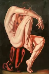 Buy Original Paintboard Oil On Canvas Men Nude Full / Gay Male Painting • 98.02£