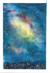 Buy Galaxy Over City, Abstract, Original Watercolour Painting, Unframed • 35£