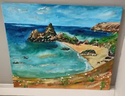 Buy ORIGINAL Painting CORNWALL KYNANCE COVE BEACH ART Acrylics On Canvas Board UK • 39£