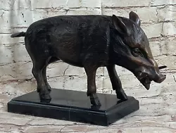 Buy Vintage Bronze Boar On Marble Sculpture Razorback Roman Legion Standard • 275.78£