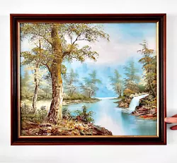 Buy Vintage Large Oil On Board Painting, Woodland Scene With Stream, Wooden Framed. • 45.99£
