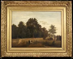Buy COROT - C.1860 HUGE SIGNED FRENCH BARBIZON OIL CANVAS - GATHERING WATER SUNSET • 250£