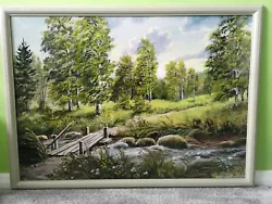 Buy Hand Painted Oil Painting On Hardboard Nature, Forest, Birch, River, Windy Day • 240£