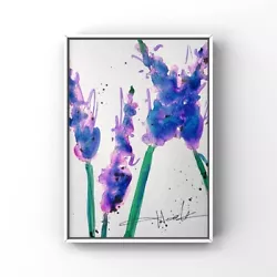 Buy Lavender Field Painting Watercolor Lavender Art Wildflower Painting Original Art • 20.67£