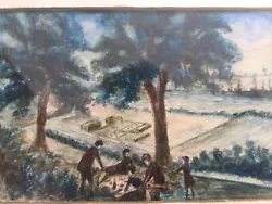 Buy Drawing Pastel Chalk Oily On Paper To Identify Picnic Lunch 1950 • 60.22£