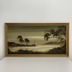 Buy Vintage Fishing Boats Coastal Oil Painting On Board Large • 25£