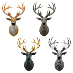 Buy 3D Deer Head Antlers Statue Figurines Sculpture Wall Mounted Stag Animal Resin • 24.10£