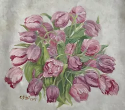 Buy Superb Tulips Oil On Canvas By Cicely Glyn De Beer 1892-1973 Signed 1957 • 100£