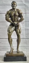 Buy Male Nude Bodybuilder Muscular Art Dec0 Bronze Sculpture Figurine Statue Deal • 443.20£