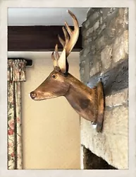 Buy Handmade Carved Wooden Deer Buck Head Large Decorative Wall Art Sculpture • 395£