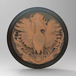 Buy Round Phoenix Sculpture Coin STL File Model Relief 3D Printer CNC Carving Router • 2.32£