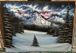 Buy Original Mountain Landscape Oil Painting (12x16 Inch Canvas) Bob Ross Technique • 24.99£