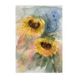 Buy Original Watercolor Art Sunflowers Painting Yellow Flowers Art Floral Painting • 28.94£