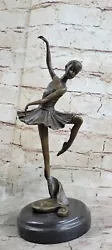 Buy 100% Solid Bronze Gorgeous Woman Ballerina Sculpture Marble Base Figurine Art NR • 87.52£