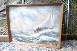 Buy Vintage Mid Century Abstract Art  Seascape Oil On Board Paper Painting Signed • 25£