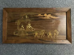 Buy Antique Wood Painting Wooden Inlaid Painted Krishna & Arjuna Chariot Art • 50£