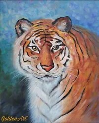 Buy ORIGINAL ABSTRACT ACRYLIC PAINTING, Tiger,  20x16  In.,  By Artist. • 1,133.99£