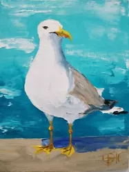 Buy Gull Painting Seagull Wall Art Birds Artwork Original Art Impasto Painting 6х8  • 41.41£