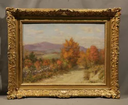Buy 19th Century Painting Autumn Landscape Country Road Mountain With Red Trees  • 2,362.48£