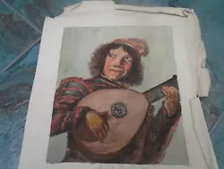Buy THE LUTE PLAYER  Lovely Antique Watercolour Portrait  UNFRAMED  Nice Attic Find • 0.99£